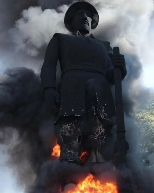 La ola de tumbamiento de estatuas iniciada en Chile alcanzó Brasil Latinoamérica