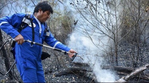 (Fotos +Video) Evo Morales predica con el ejemplo y se suma al equipo que sofoca incendios en Amazonía Medio Ambiente