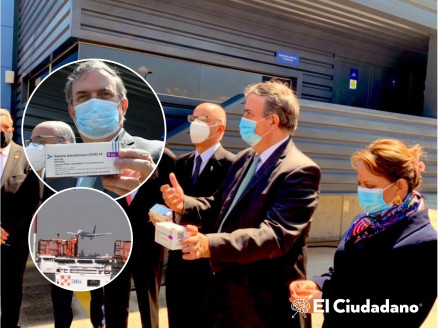 Ebrard recibe embarque con 585 mil dosis de vacunas de Pfizer BioNTech México