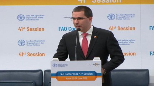 Canciller de Venezuela: La FAO es el foro pertinente para denunciar ataques contra alimentación de los pueblos Latinoamérica