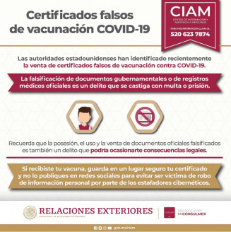 Venden en Ciudad de México certificados falsos de vacunación contra el covid-19 México
