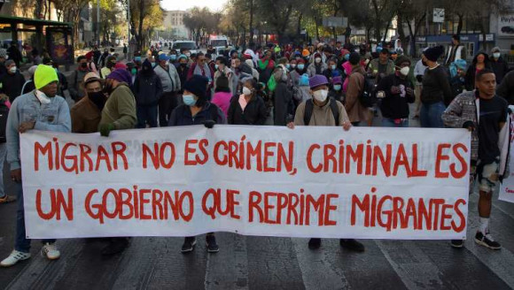 Migrantes se manifiestan en el centro de CDMX México